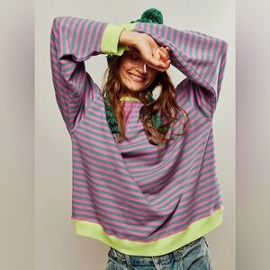 NWOT FREE PEOPLE Classic Striped Oversized Crewneck